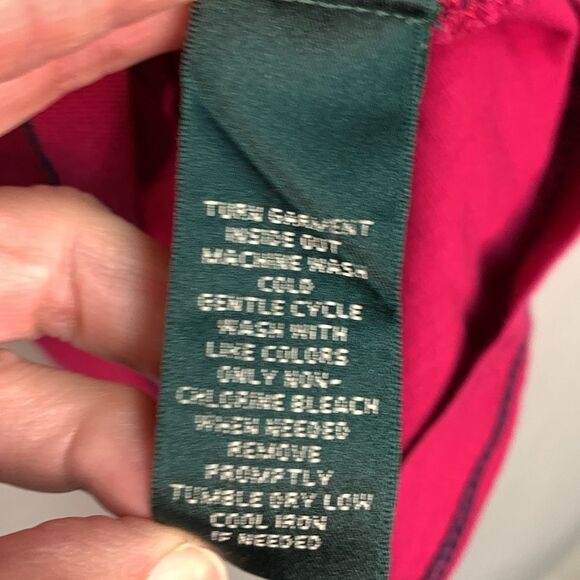 Lauren Ralph Lauren Active Magenta Pink Navy Trim Short Sleeve T-Shirt Size M - Picture 8 of 10